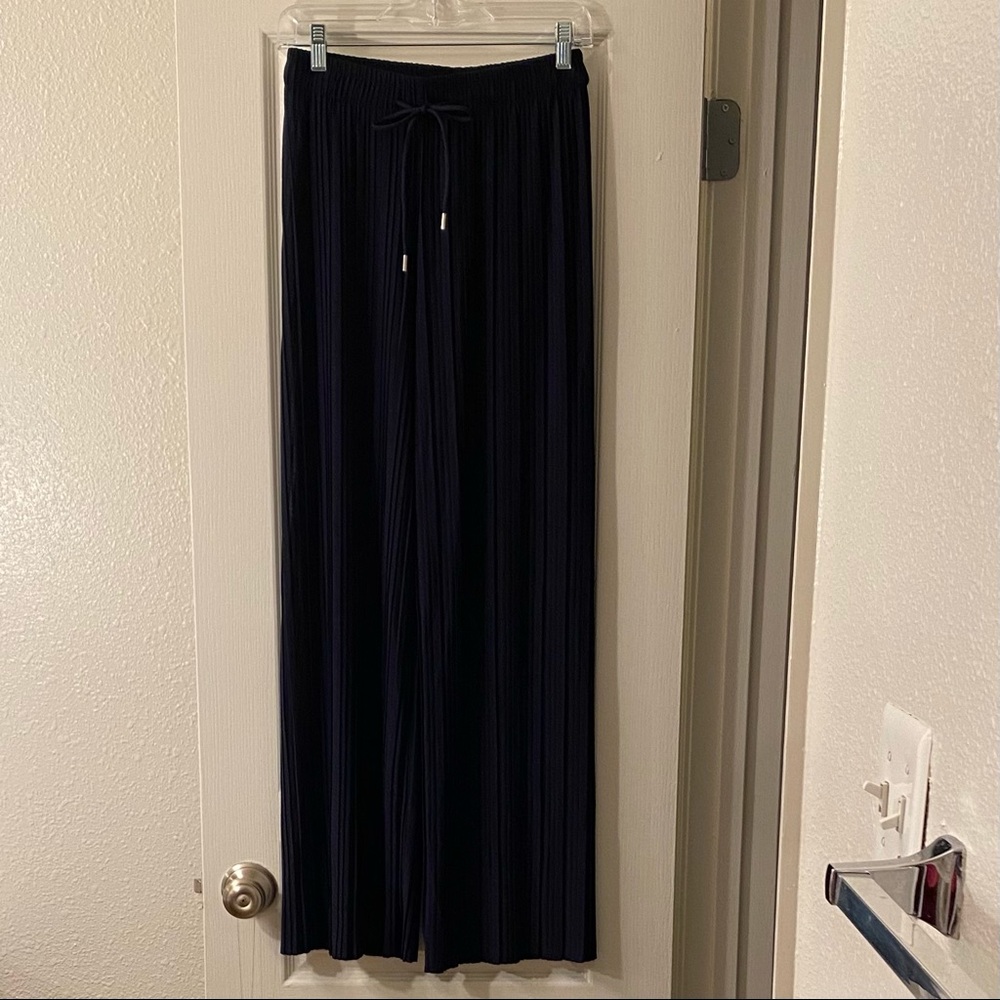Navy Pleated Wide Leg Pants, Size 2